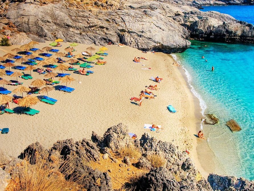 Beach cove and clear ocean Crete Greece