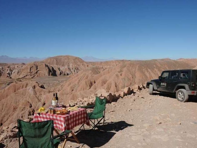 Picnic overlooking amazing Atacama desert