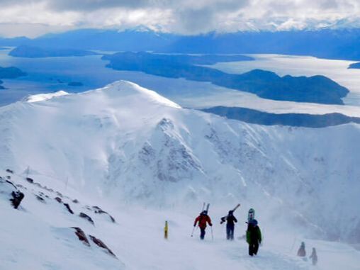 Skiers hiking at Catedral Bariloche Argentina