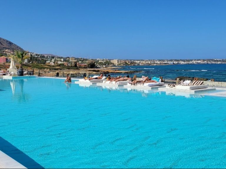 Pool and ocean resort Crete Greece