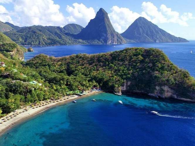 Saint Lucia aerial view Pitons