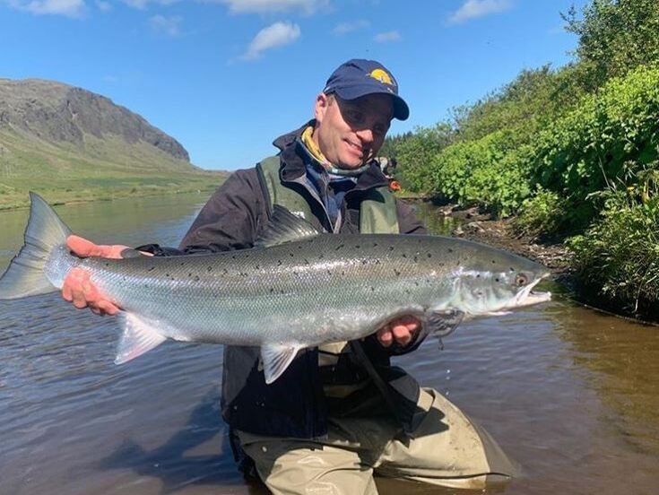 Kristjan with huge Atlantic salmon