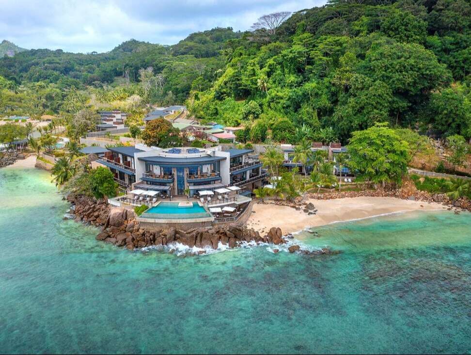 Seychelles private villa pool beach