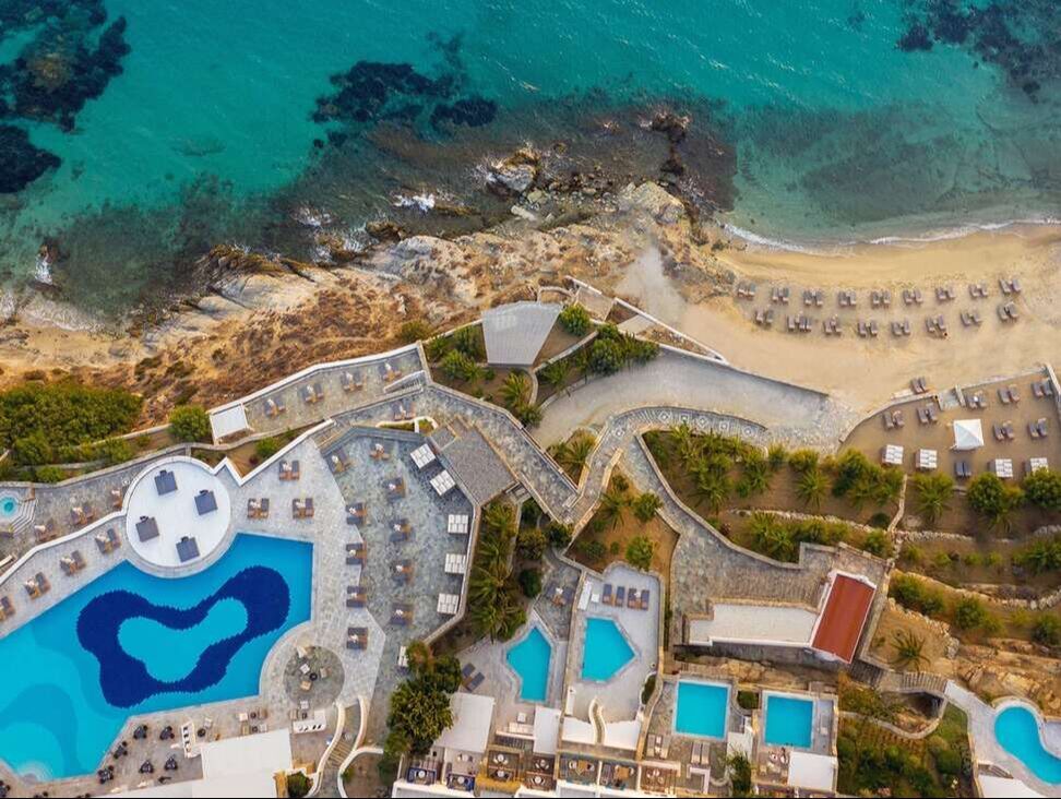 Mykonos Grand hotel pool and beach