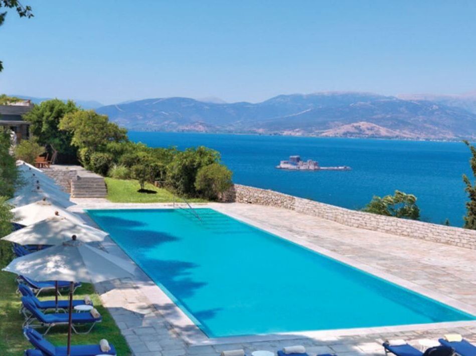 Naplia hotel pool harbor Nafplio Greece