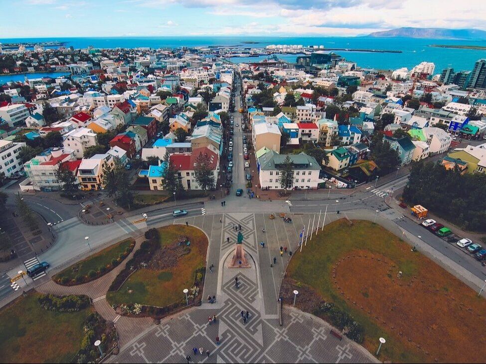 Aerial view Reykjavik Iceland