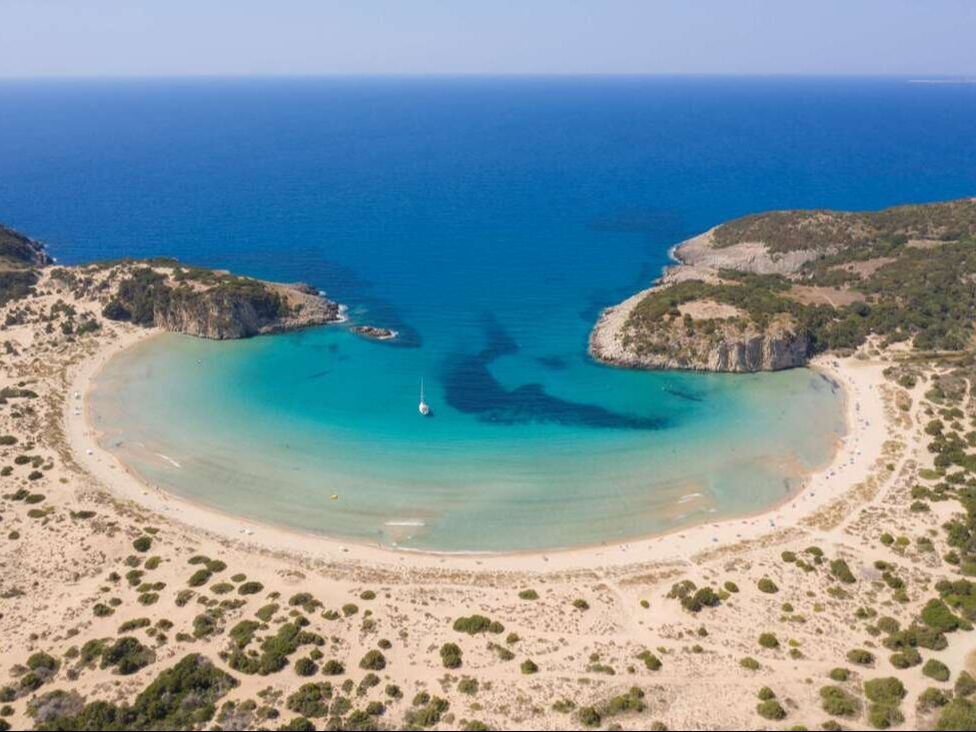 Gorgeous bay beach Costa Navarino Greece