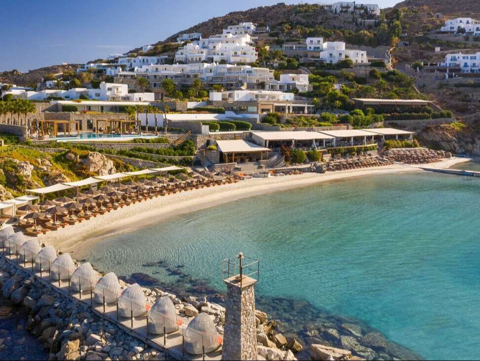 Santa Marina hotel and beach Mykonos Greece