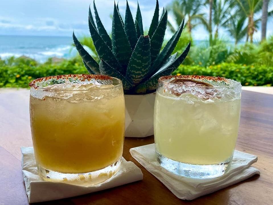 Specialty margarita cocktails on the beach
