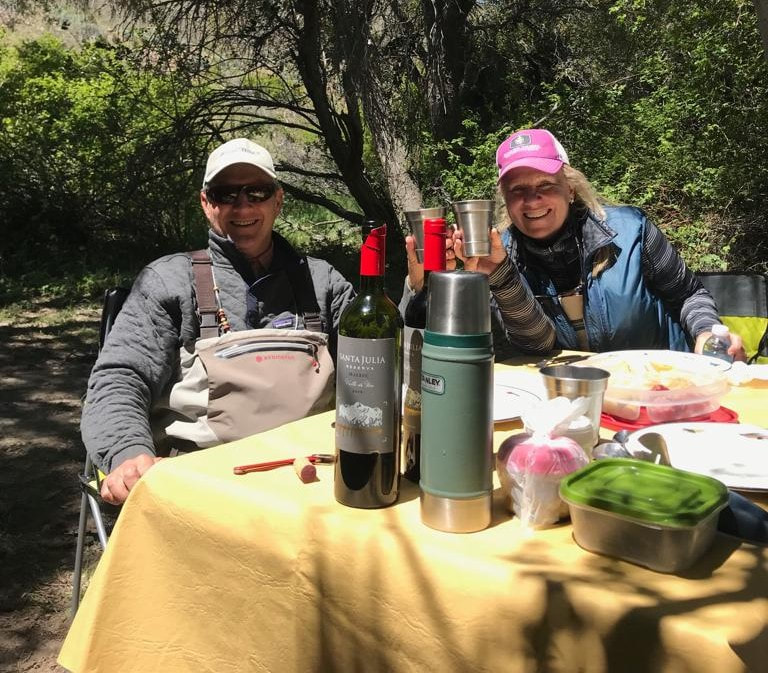 Kim Stephen Argentina fly fishing lunch